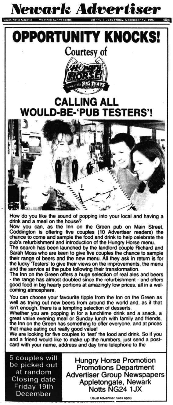1997_-_12_-_12_-_Inn_on_the_Green_refurb_Hungry_Horse_Coddington_-_Richard_Sarah_MOSS_landlords_-_Newark_Advertiser_12_Dec_1997_-_2.jpg